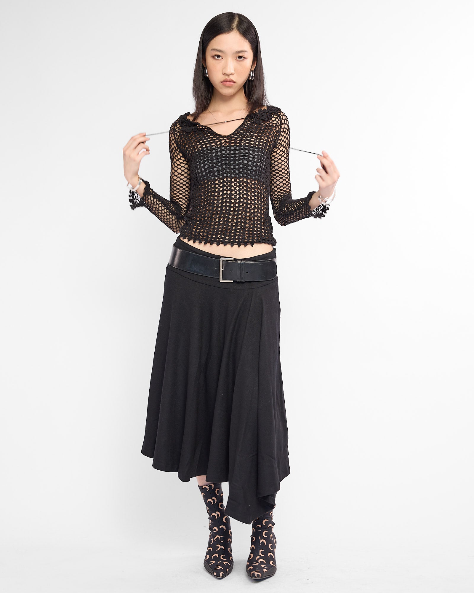 Crochet Tie Top - Black