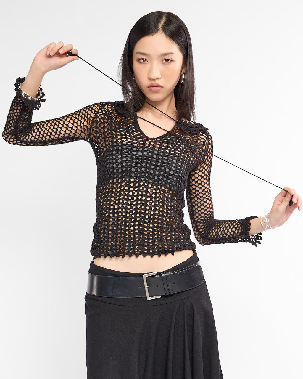 Crochet Tie Top - Black