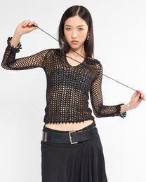 Crochet Tie Top - Black
