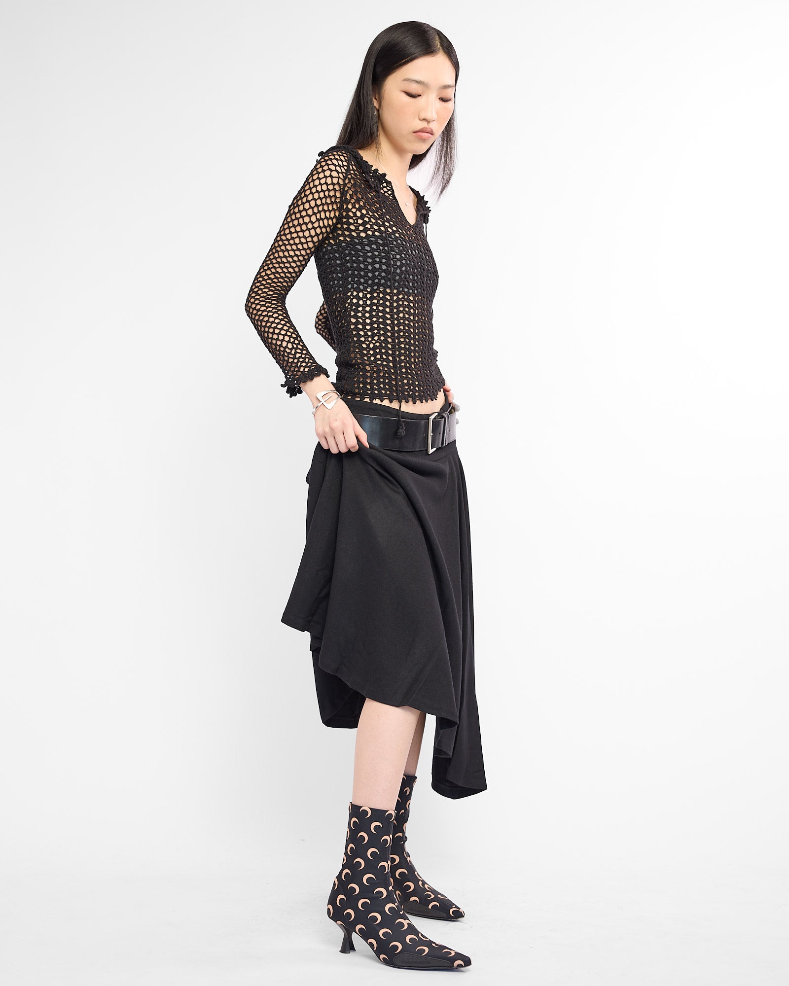 Crochet Tie Top - Black