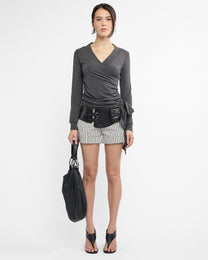 Cuffed Pinstripe Mini Shorts