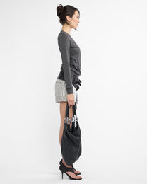 V Neck Long Sleeve Tie Jersey Top