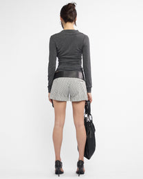 V Neck Long Sleeve Tie Jersey Top