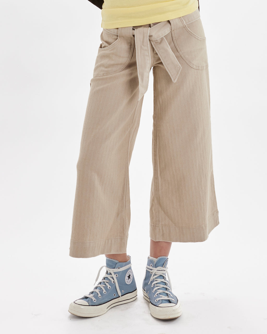 Belted 3/4 Wide Jorts - Beige