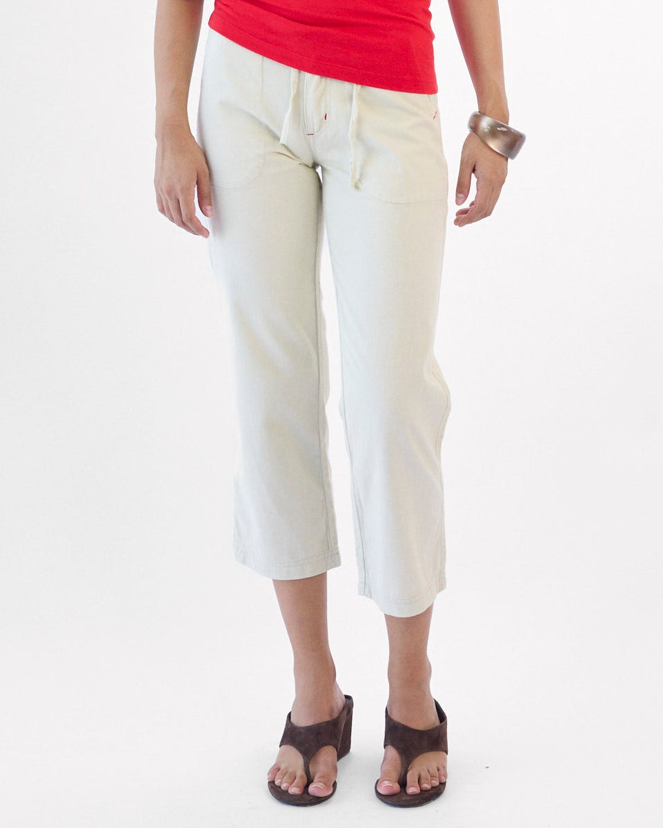 Drawstring Cotton Capri