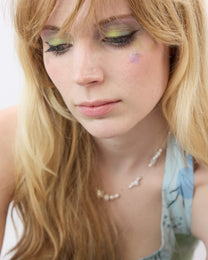 Stretch Cotton Floral Halter Dress - Blue