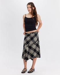 Tartan Asymmetrical Wool Skirt
