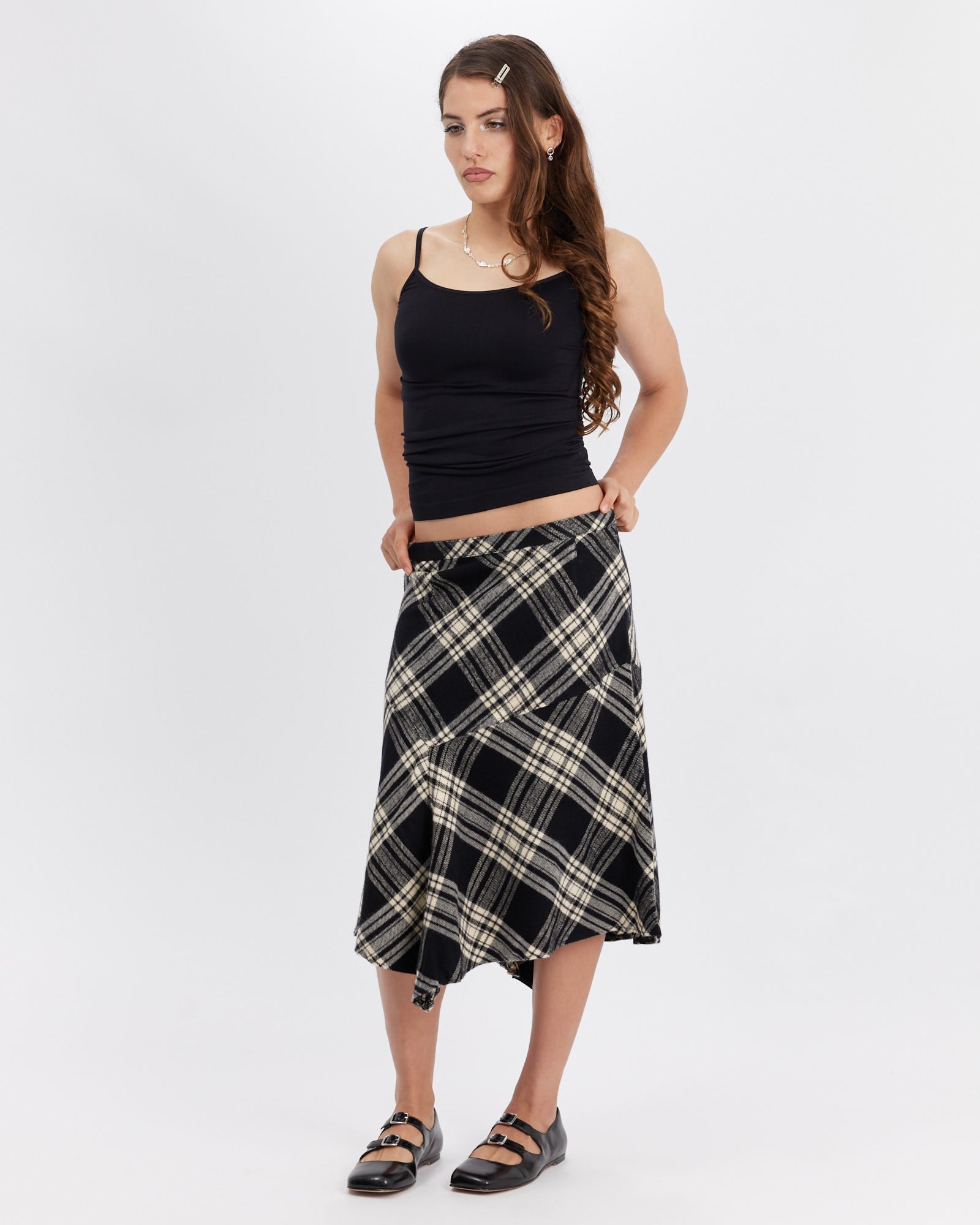 Tartan Asymmetrical Wool Skirt