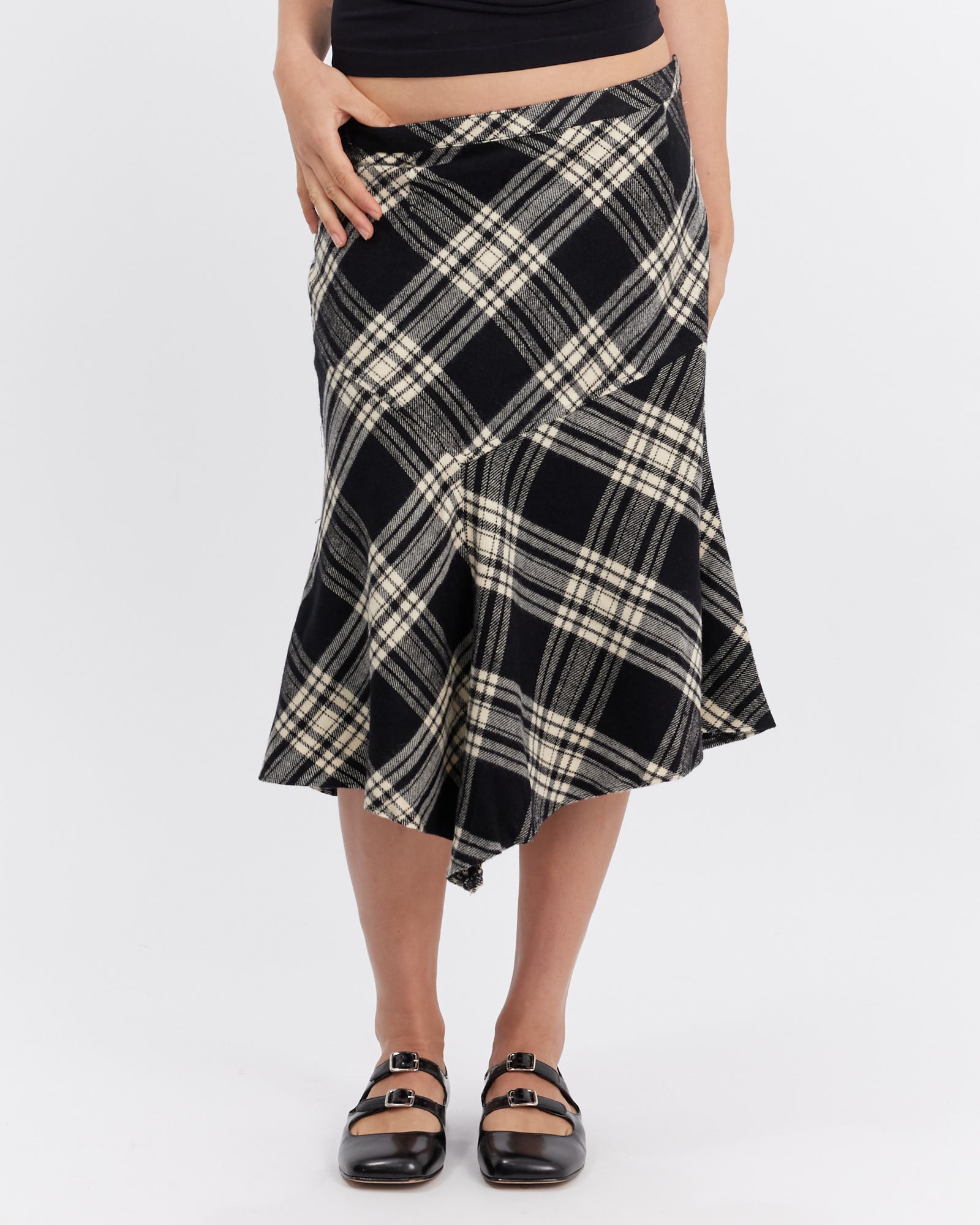 Tartan Asymmetrical Wool Skirt