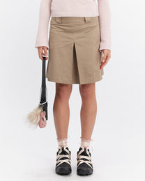 Brown Pleated Skater Skirt
