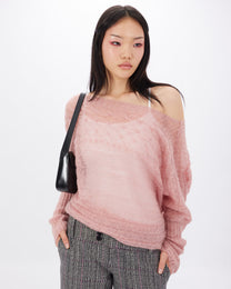 Off-Shoulder Mohair Sparkle Knit