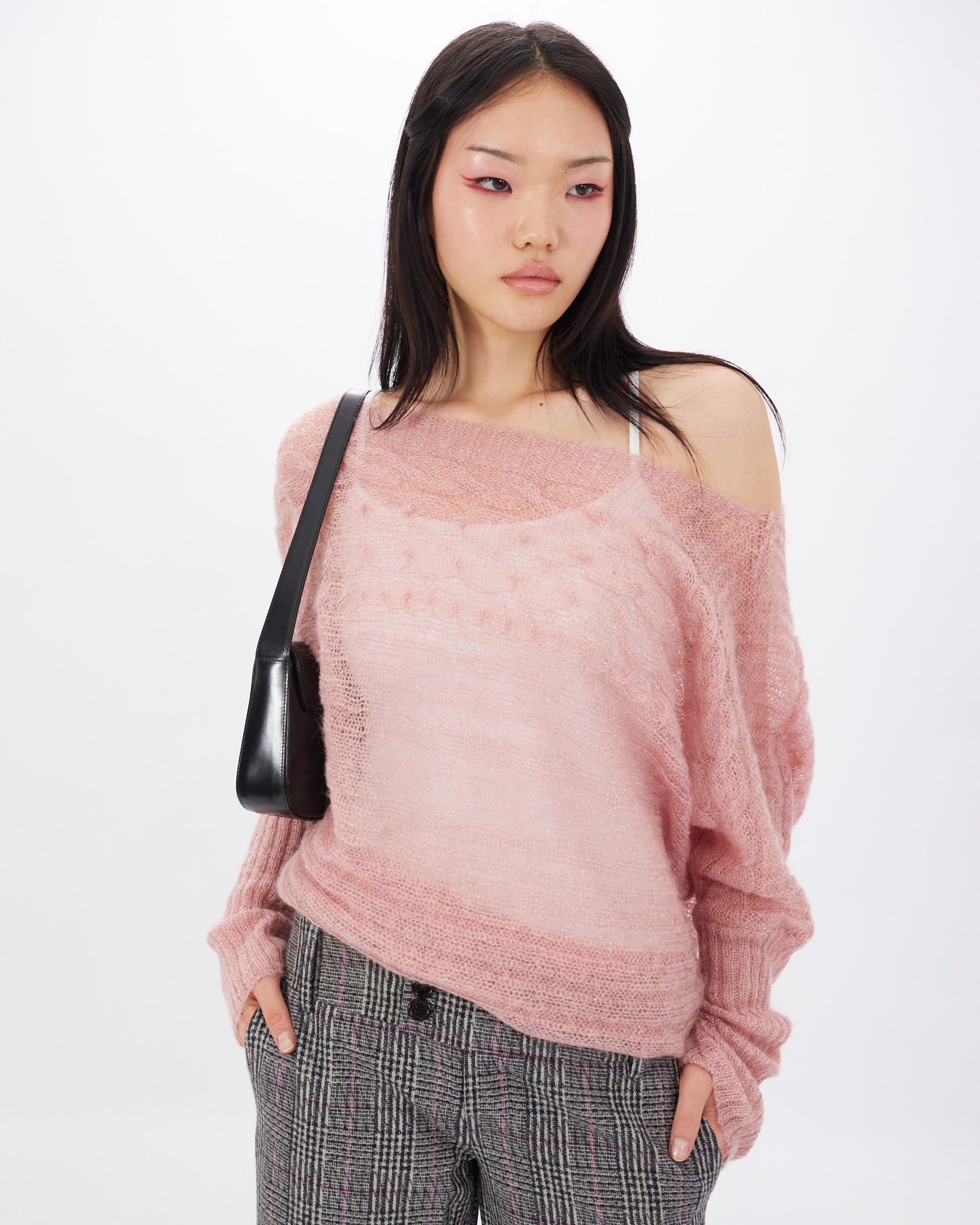 Off-Shoulder Mohair Sparkle Knit