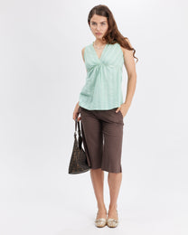 Mint Stripe Babydoll Top