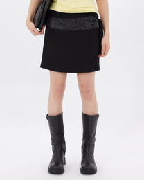 Satin Embroidered Waistband Mini