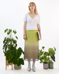 Flowing Ombre Silk Midi Skirt