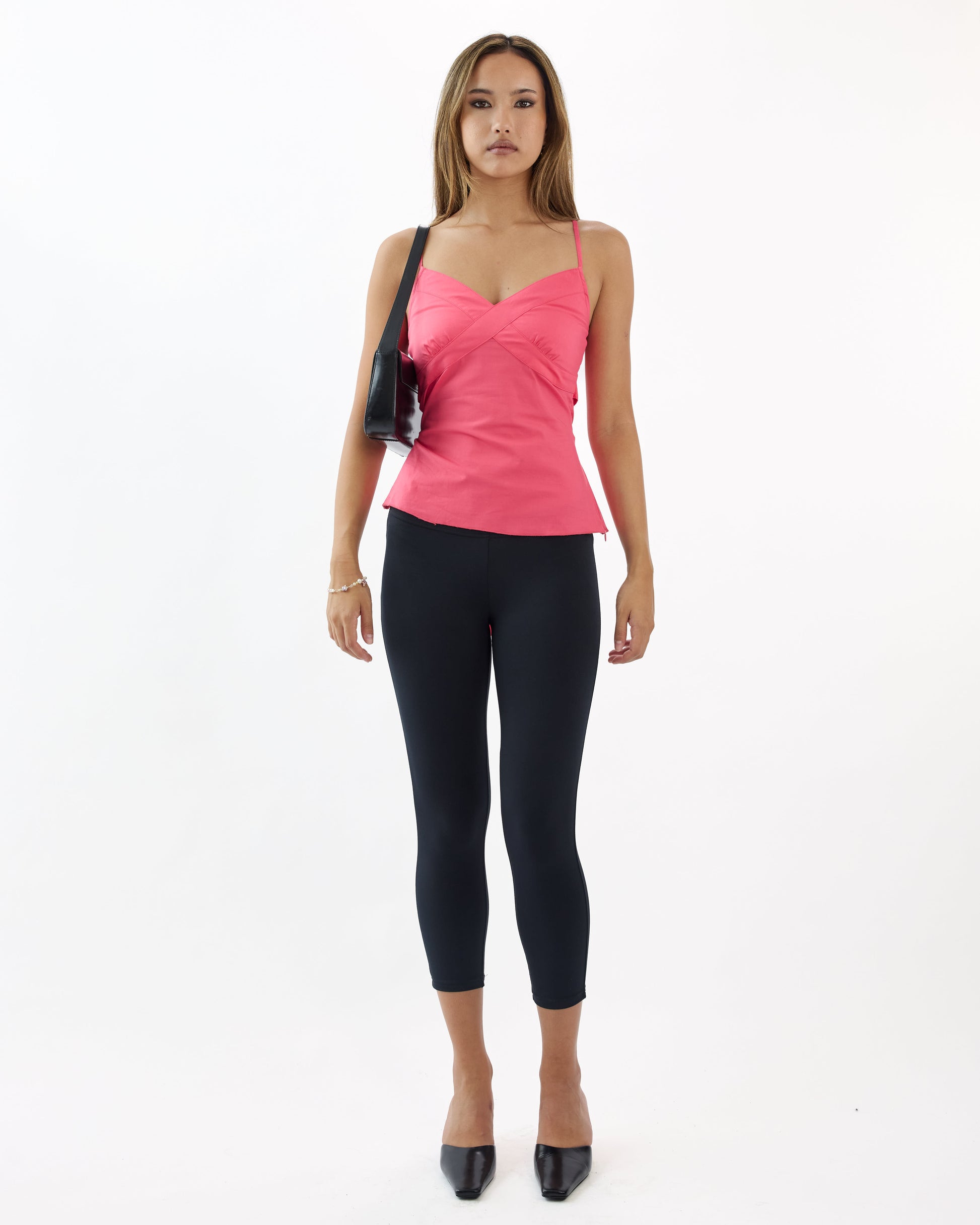 Stretch Cotton Tie Back Cami - Coral