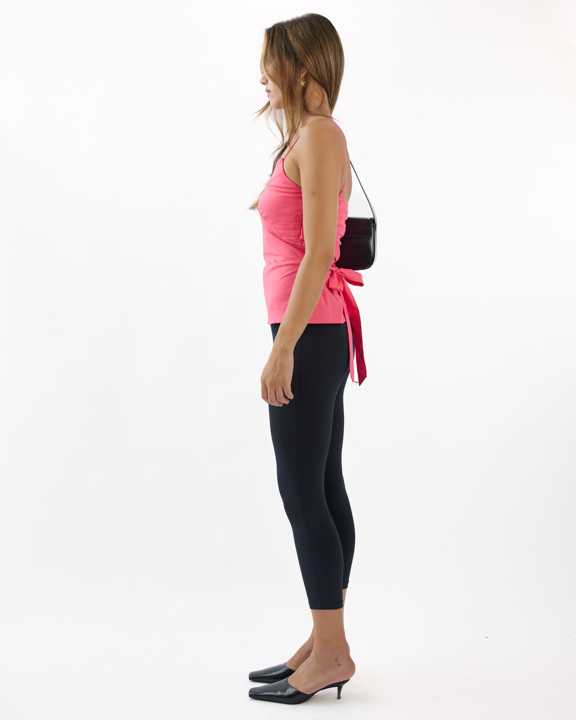 Stretch Cotton Tie Back Cami - Coral