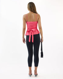 Stretch Cotton Tie Back Cami - Coral