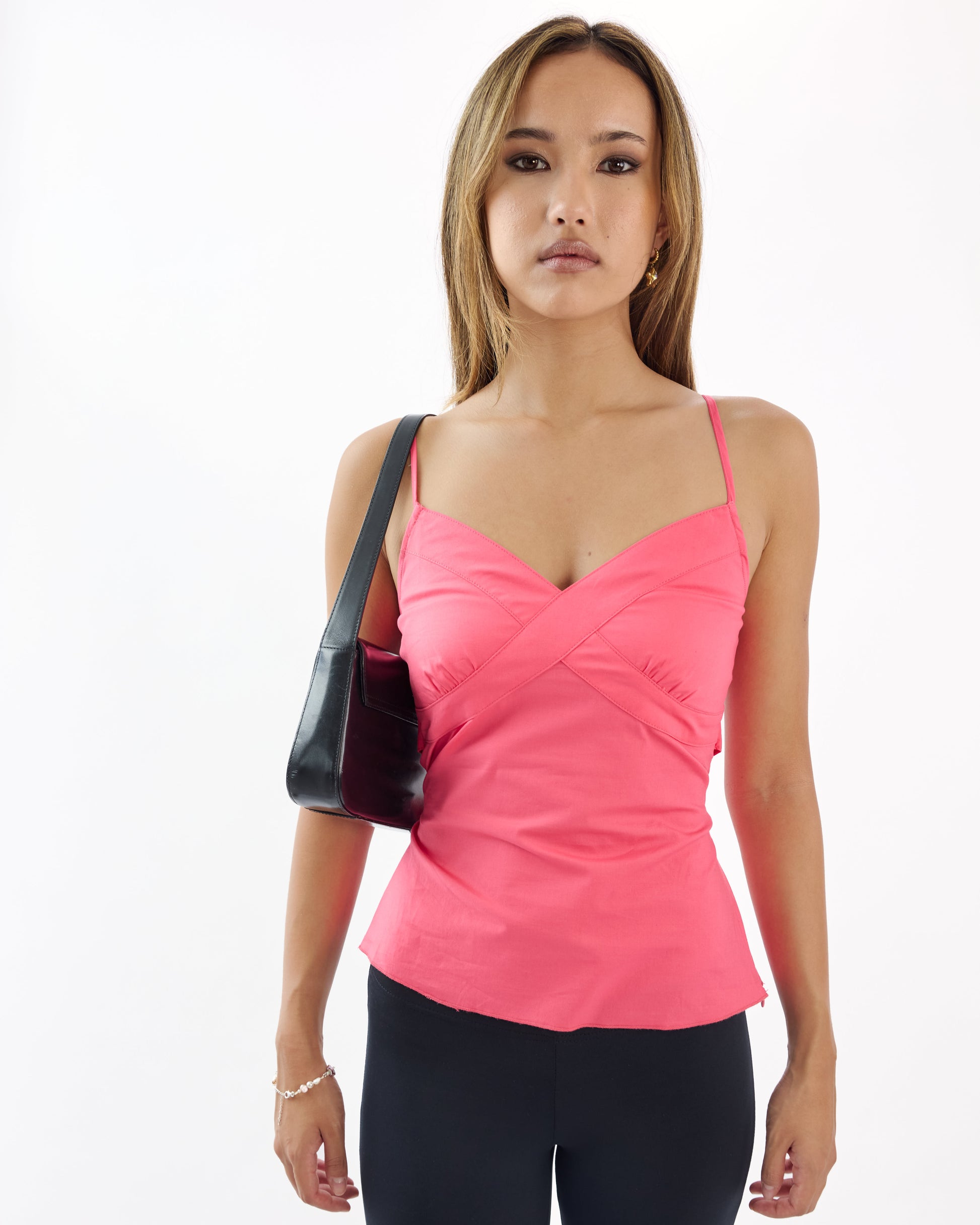 Stretch Cotton Tie Back Cami - Coral