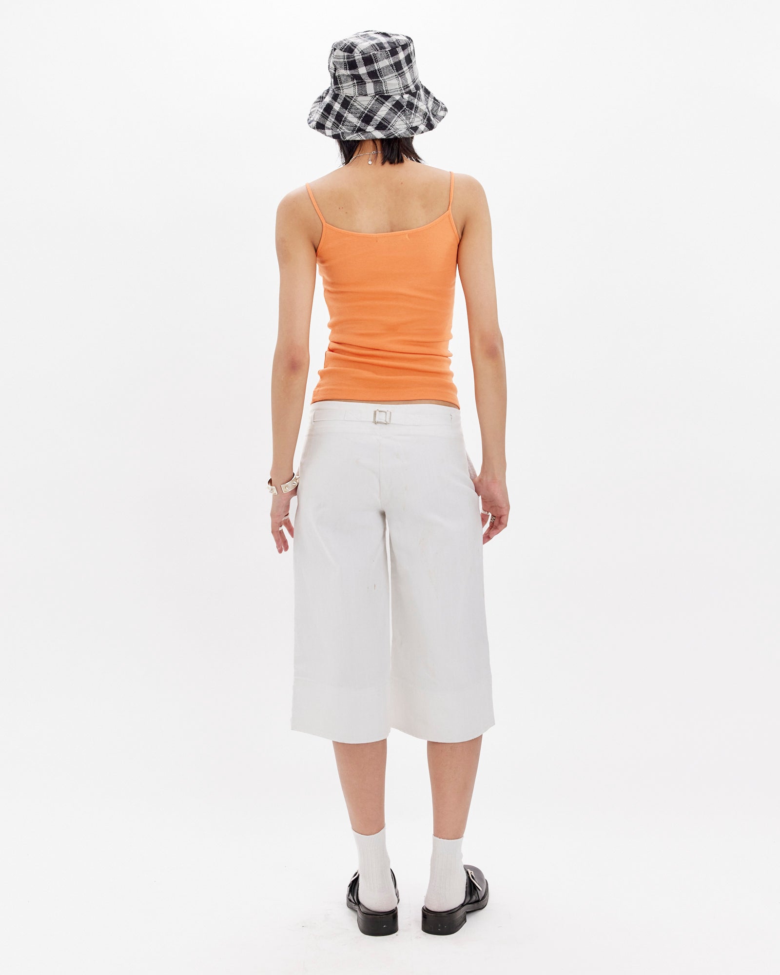 3/4 Tie Waist Wide Leg Jort - White