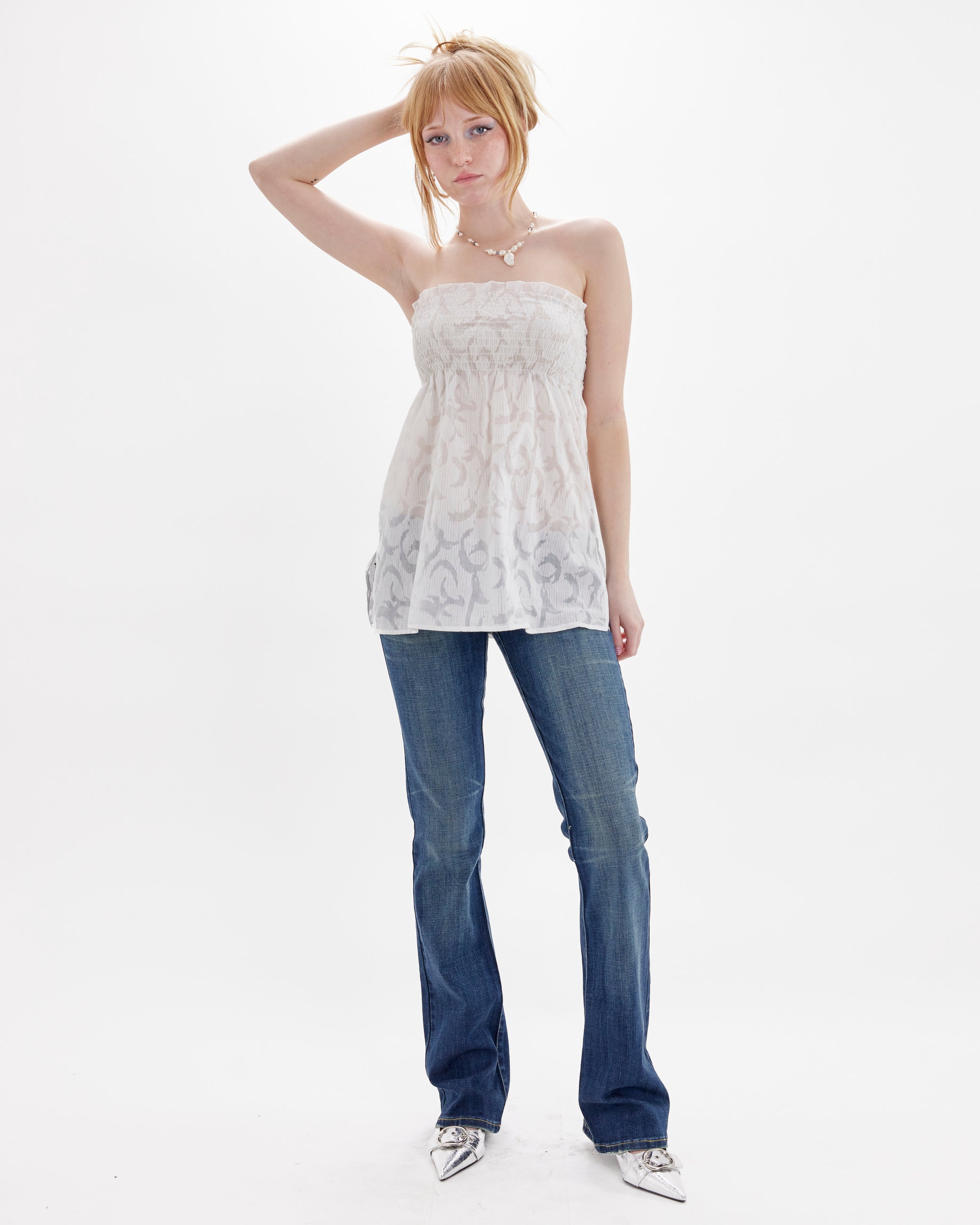 Ruched Burnout Bandeau Top