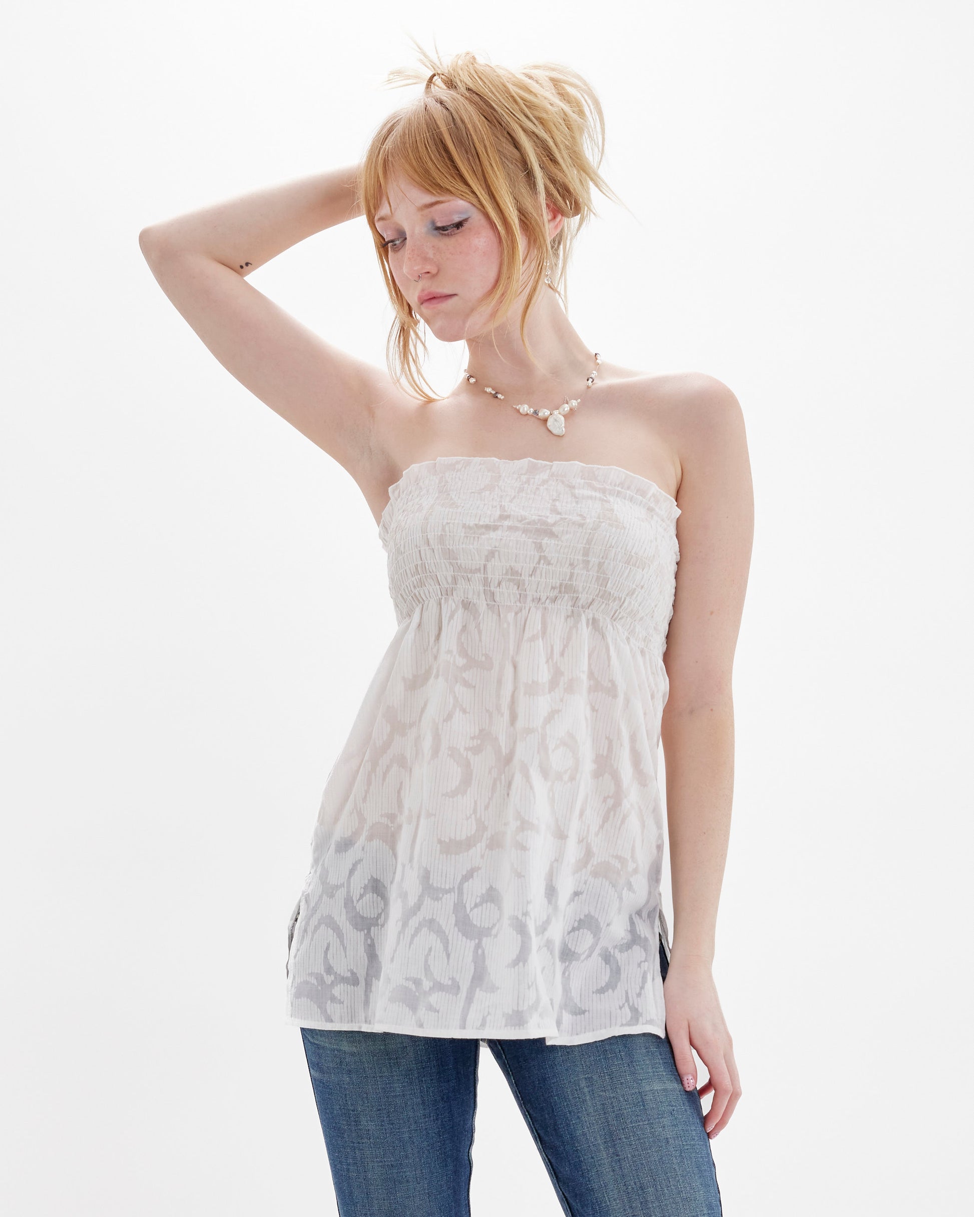 Ruched Burnout Bandeau Top