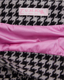 Houndstooth Pleated Wool Mini Skirt