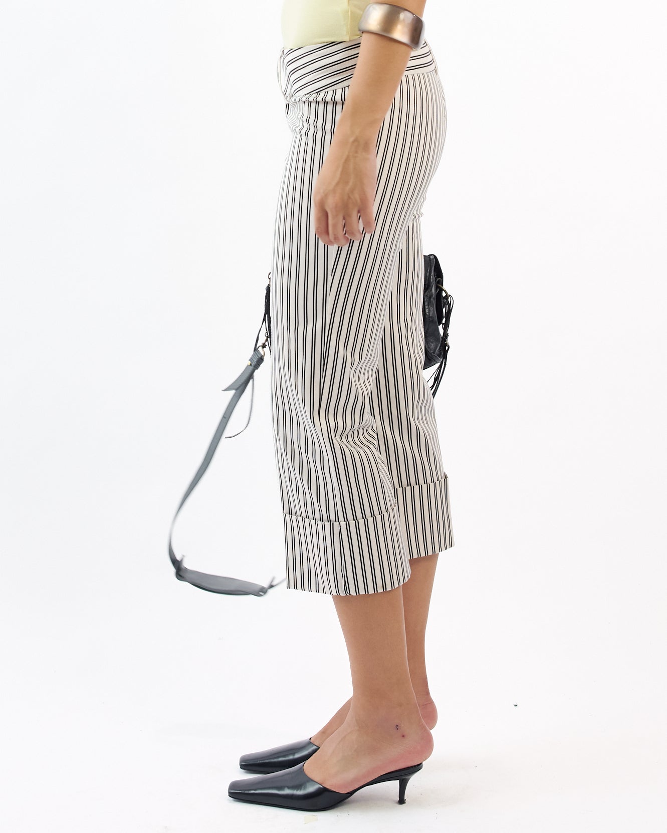 Striped Cuffed Capri Pants