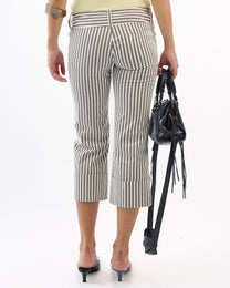 Striped Cuffed Capri Pants