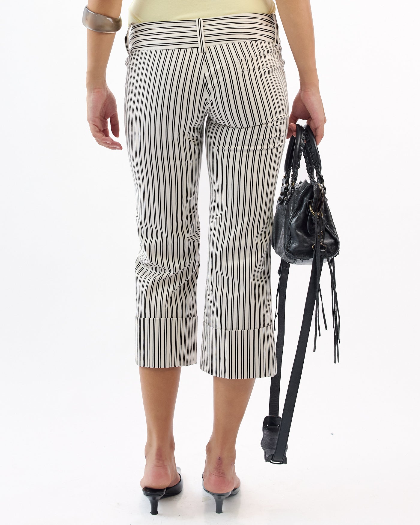 Striped Cuffed Capri Pants