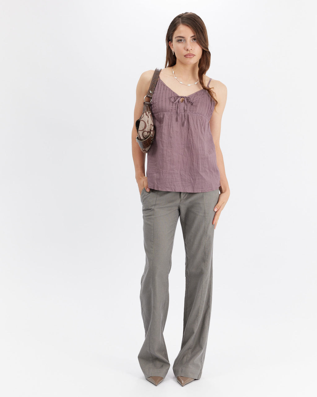 Low-rise Pinstripe Cotton Work Pant