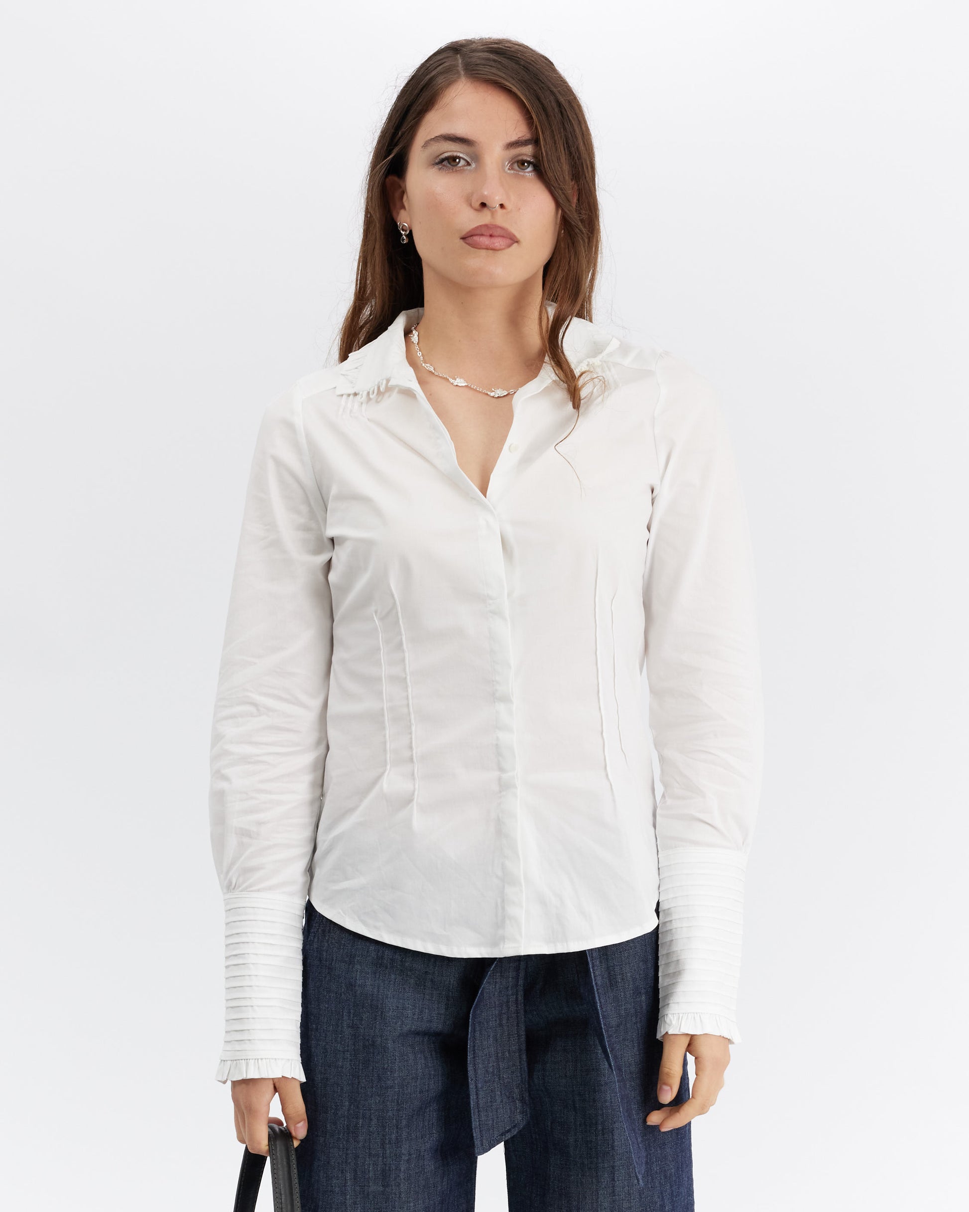 Pintuck Collared Shirt