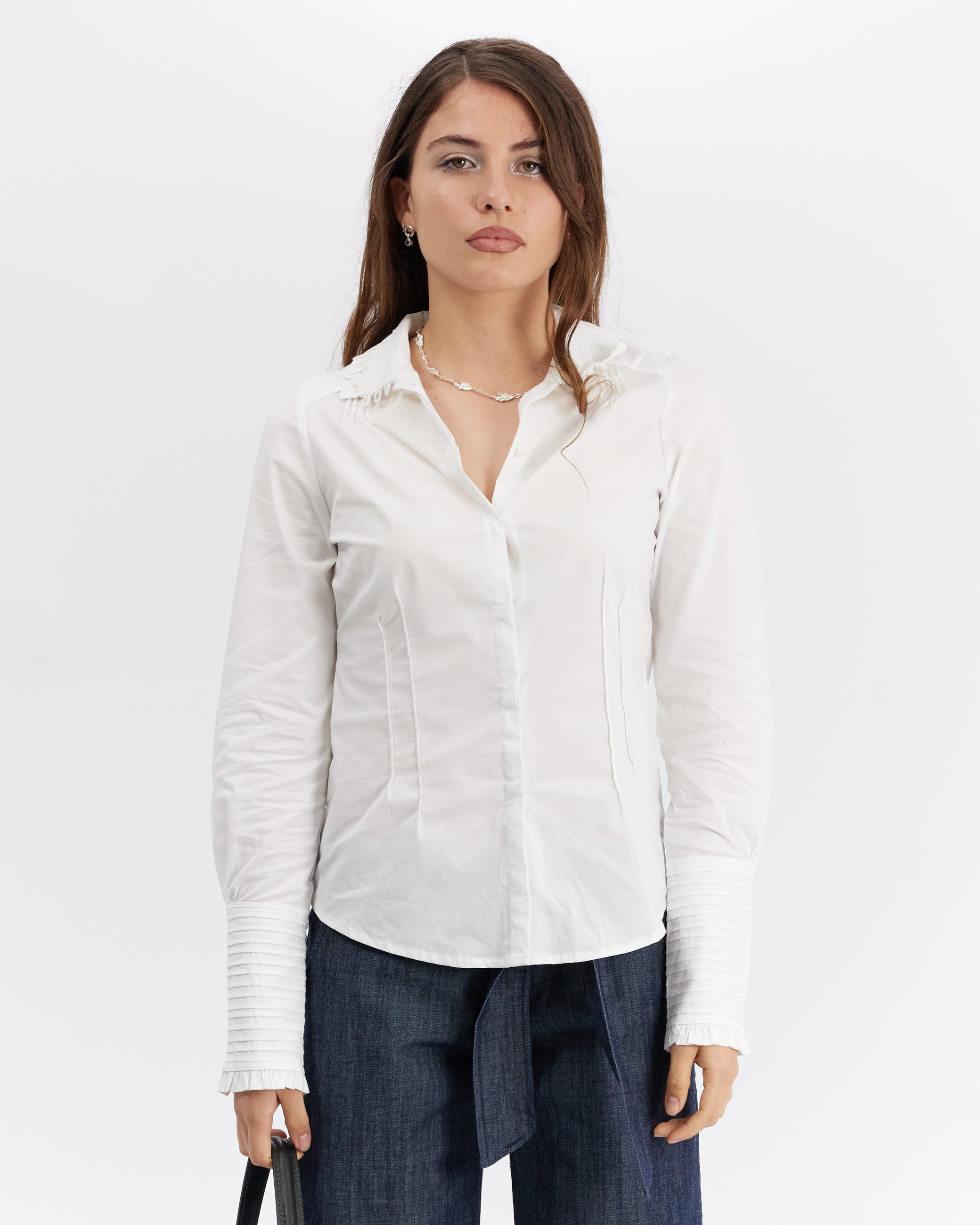 Pintuck Collared Shirt