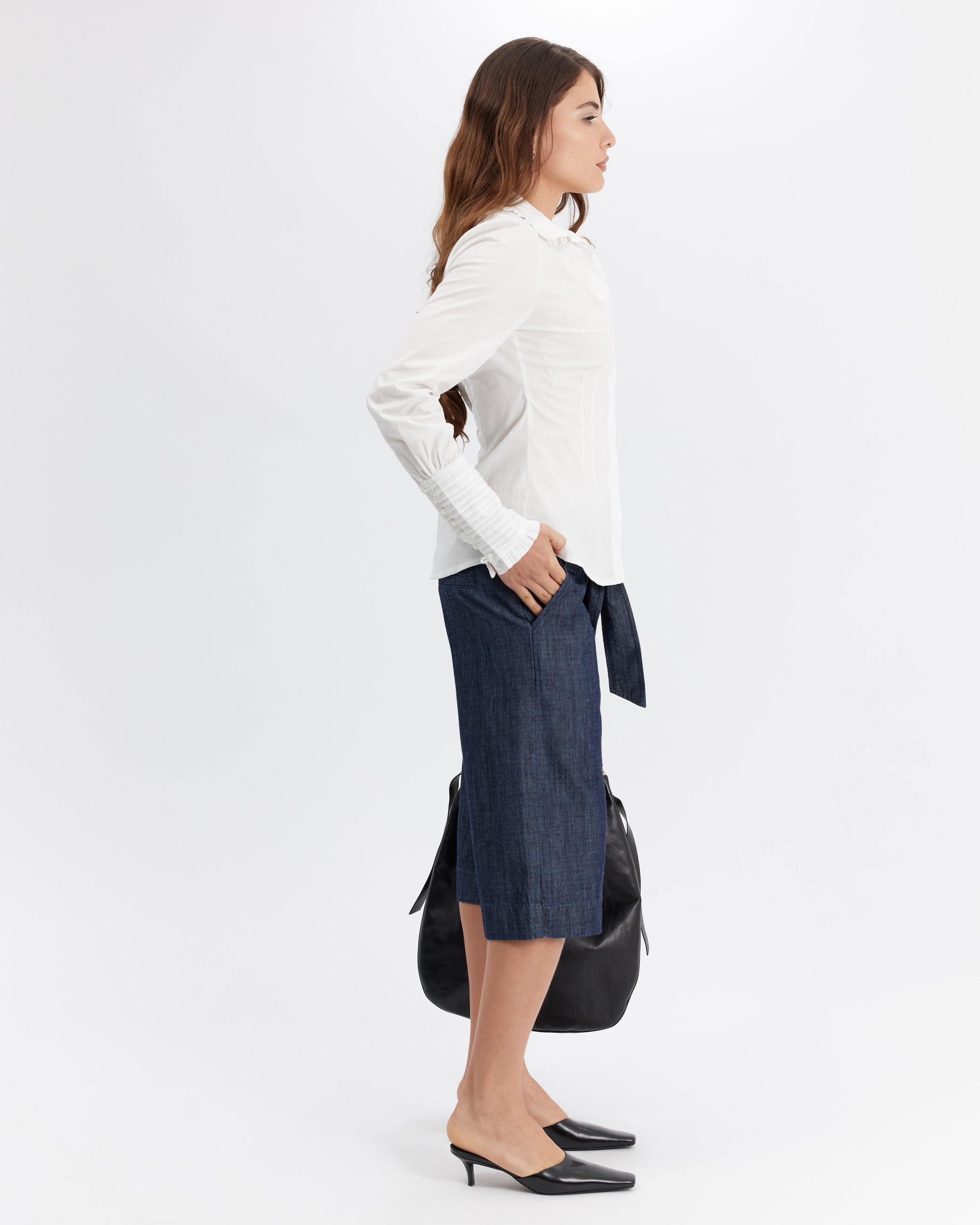 Pintuck Collared Shirt