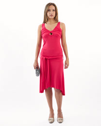 Tie Drop Waist Jersey Dress - Strawberry