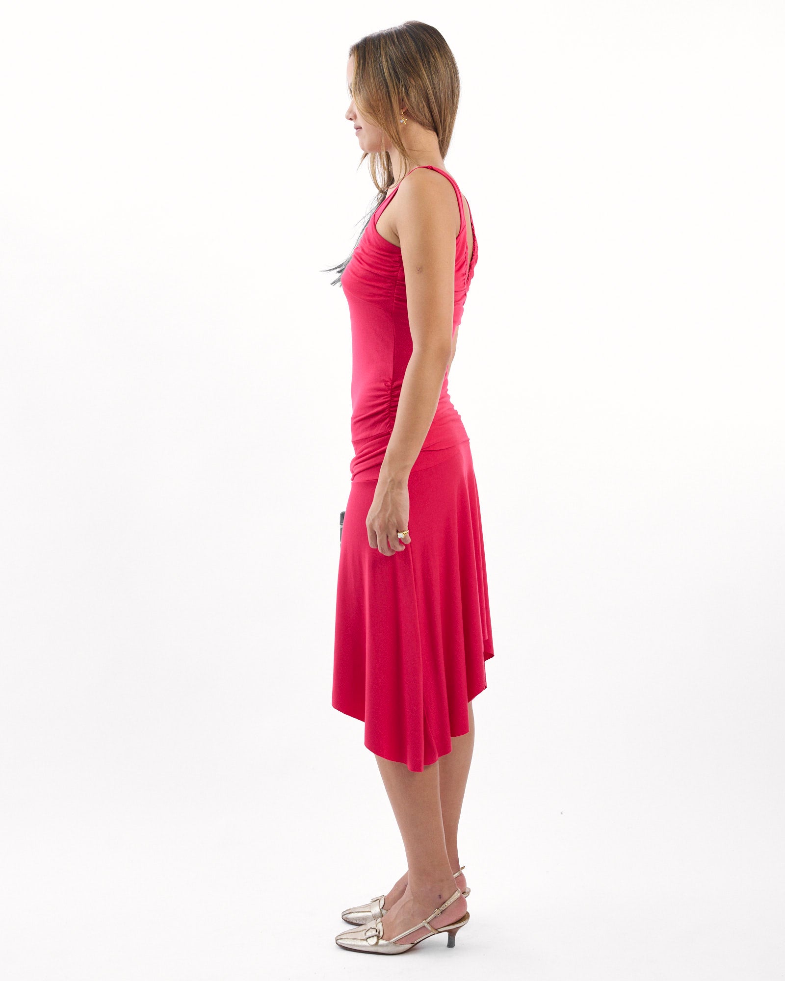 Tie Drop Waist Jersey Dress - Strawberry
