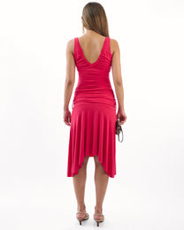 Tie Drop Waist Jersey Dress - Strawberry