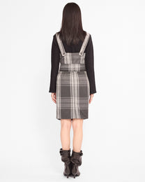 Belted Plaid Pinafore Mini Dress