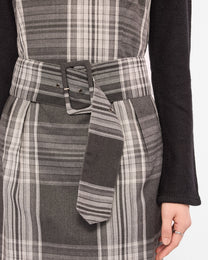Belted Plaid Pinafore Mini Dress