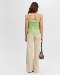 Pintuck Tie Singlet - Leaf