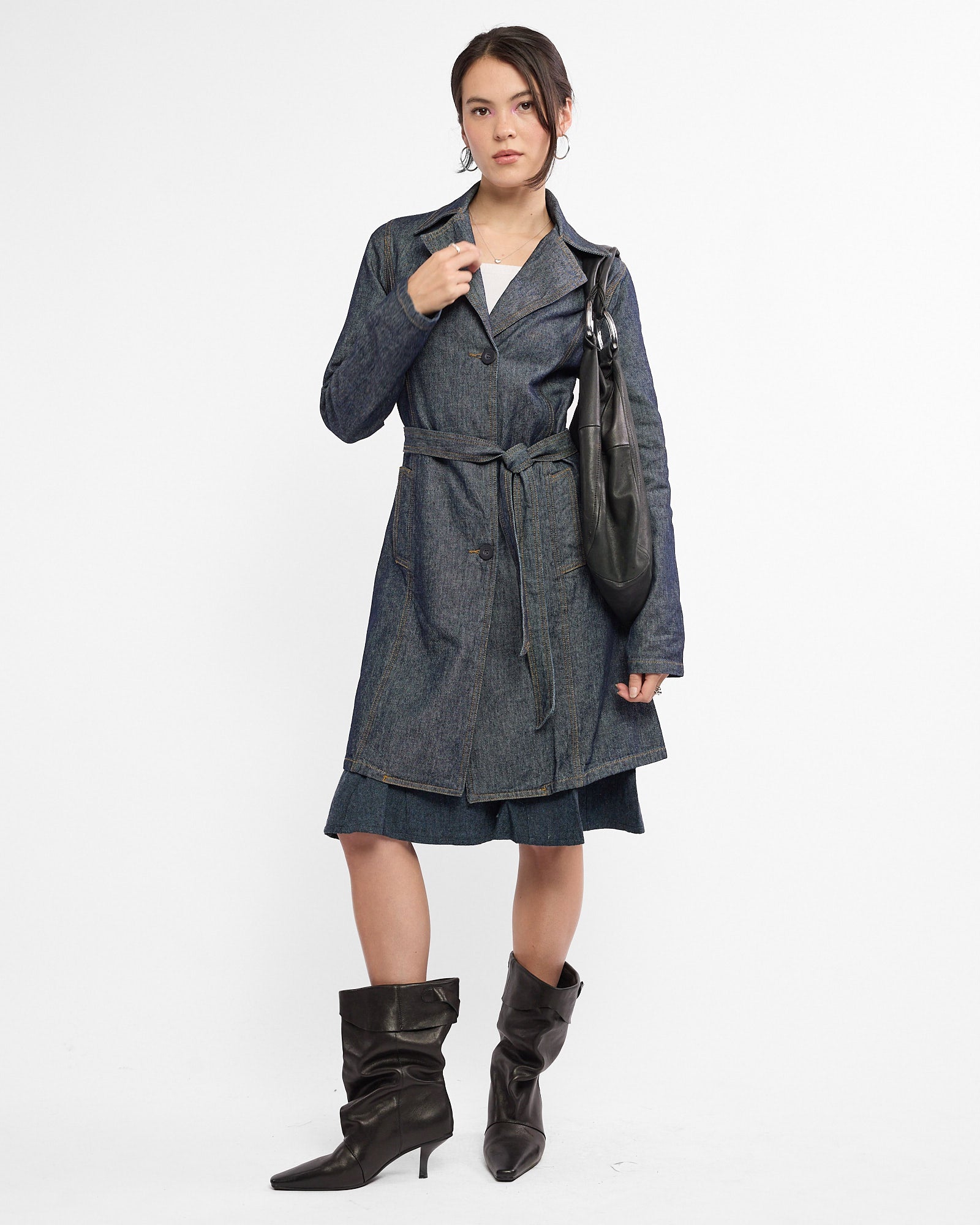 Belted Denim Trench Coat
