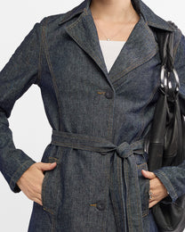 Belted Denim Trench Coat