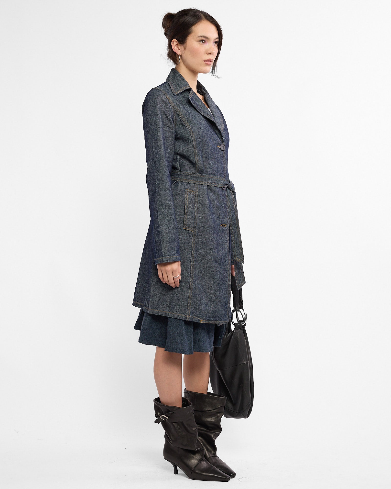 Belted Denim Trench Coat