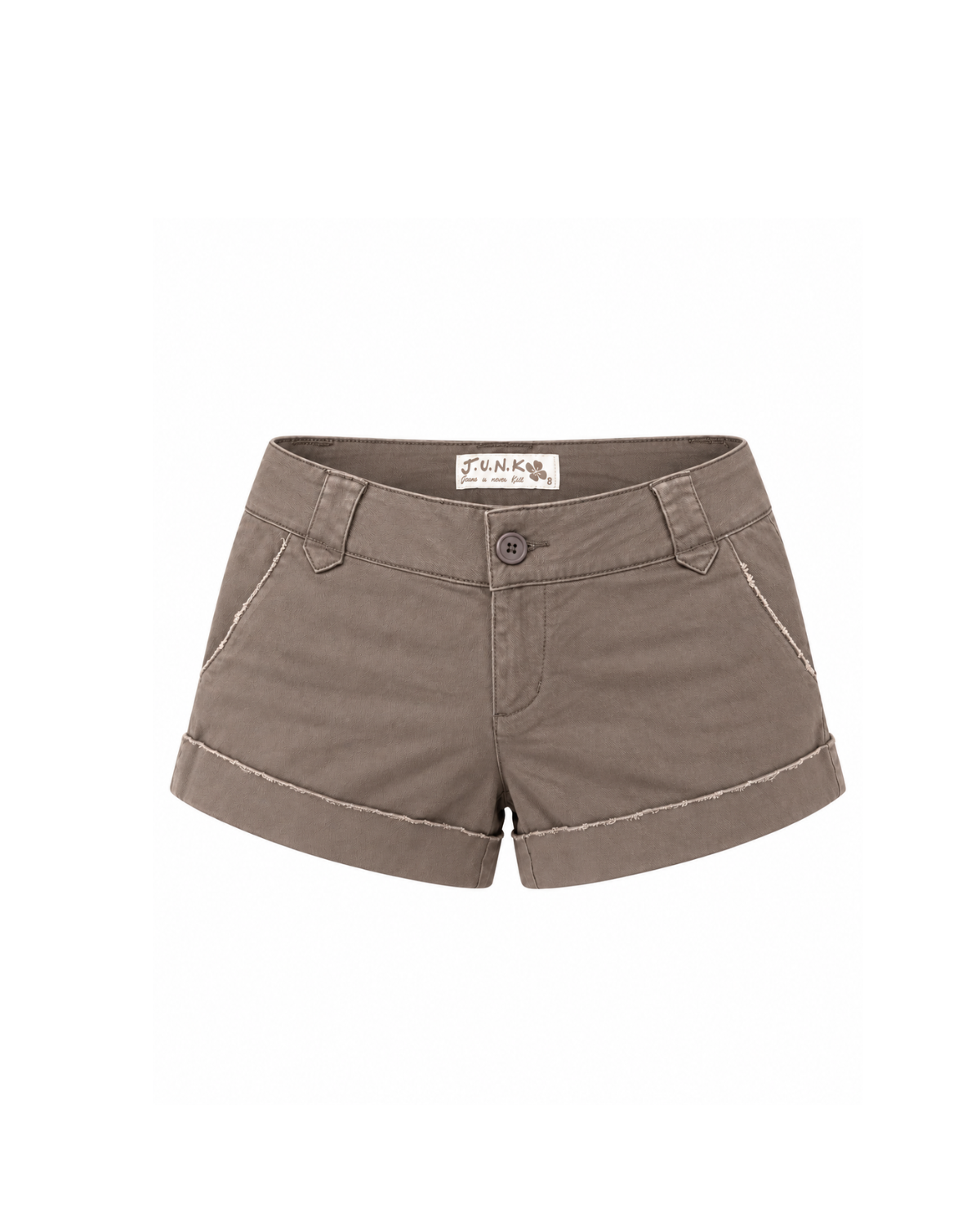 Raw Edge Cuffed Stretch Denim Mini Short