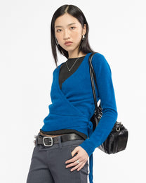 Lambswool Angora Wrap Top - Cerulean