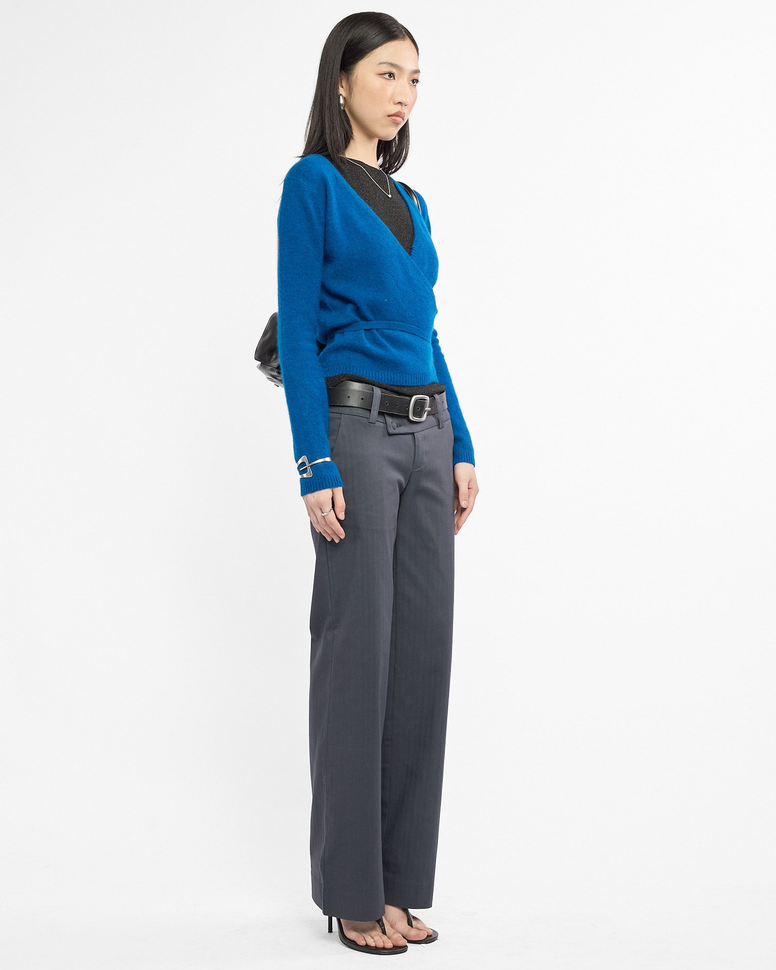 Lambswool Angora Wrap Top - Cerulean