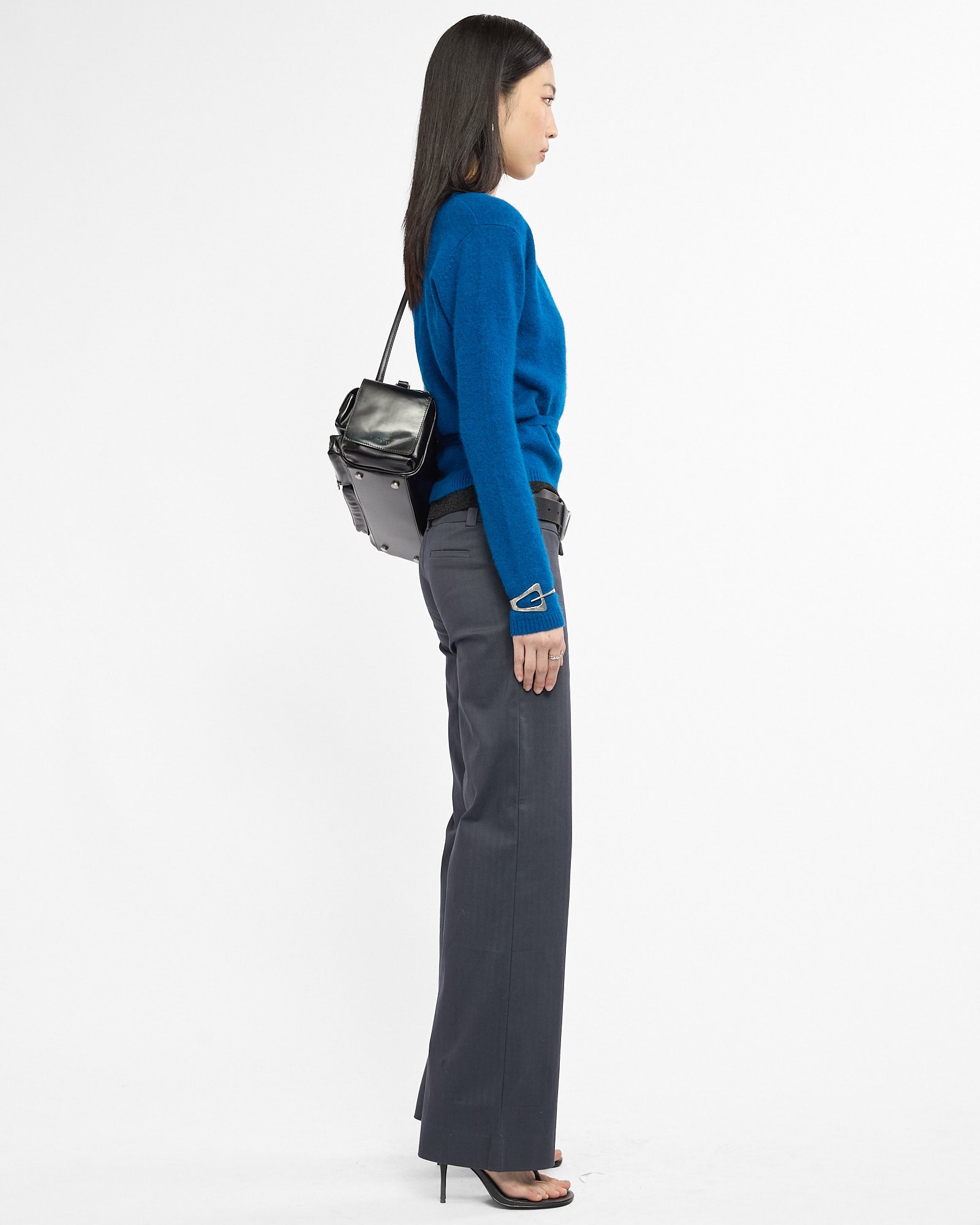 Pinstripe Wide Leg Stretch Trousers