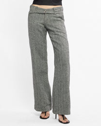 Herringbone Belted Wool Trousers