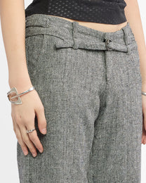 Herringbone Belted Wool Trousers