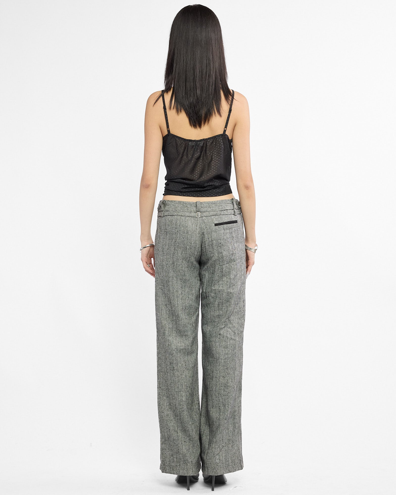 Herringbone Belted Wool Trousers